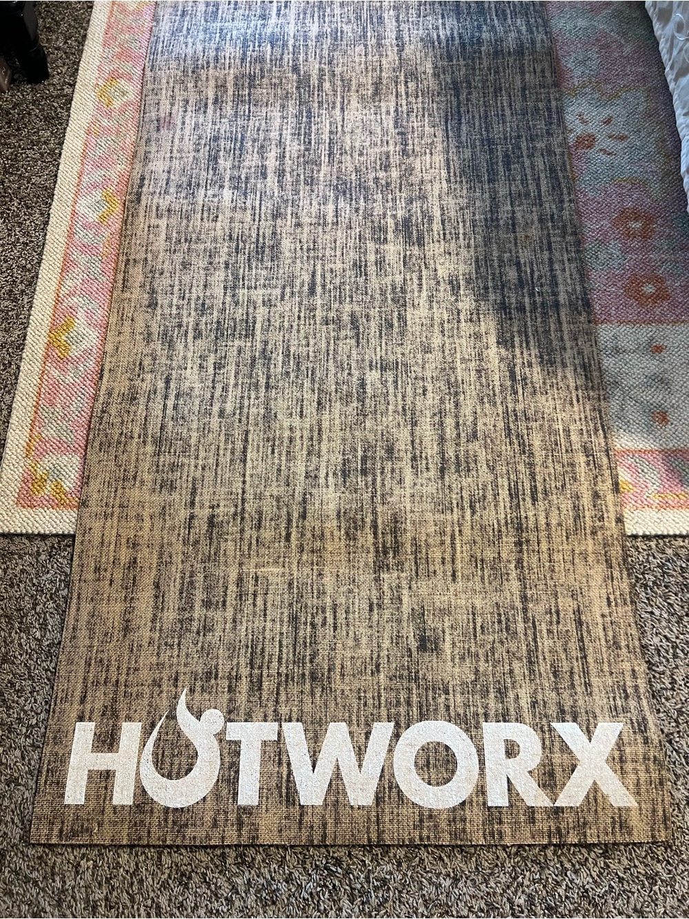 Hotworx Branded Gray-Beige Yoga Mat and Grippy Towel